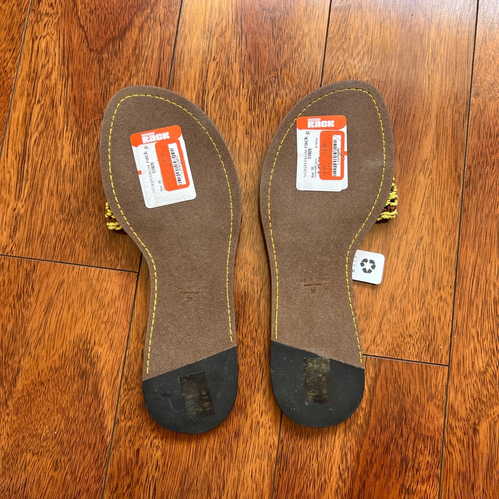 rag & bone Melrose Slide Sandal Leather Yellow brown net size 9 NEW - Picture 5 of 5